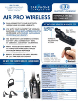 Air Pro Wireless Motorola Multi-Pin Radio Kit for Bluetooth Earbuds